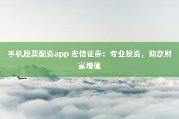 手机股票配资app 宏信证券：专业投资，助您财富增值