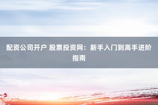 配资公司开户 股票投资网：新手入门到高手进阶指南