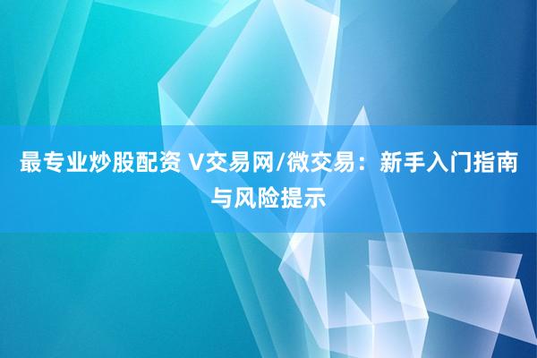 最专业炒股配资 V交易网/微交易：新手入门指南与风险提示