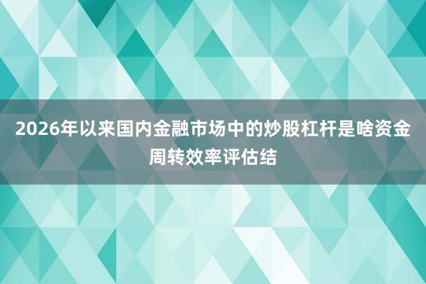 2026年以来国内金融市场中的炒股杠杆是啥资金周转效率评估结