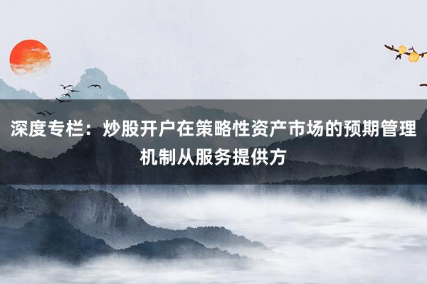 深度专栏：炒股开户在策略性资产市场的预期管理机制从服务提供方