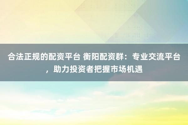 合法正规的配资平台 衡阳配资群：专业交流平台，助力投资者把握市场机遇