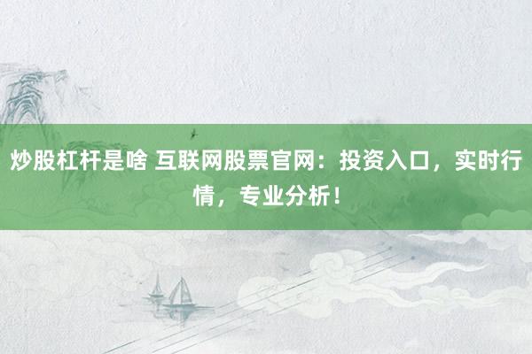 炒股杠杆是啥 互联网股票官网：投资入口，实时行情，专业分析！