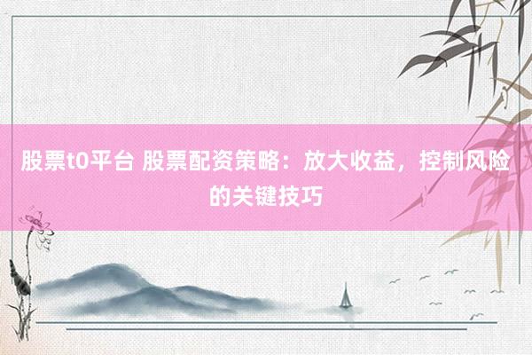 股票t0平台 股票配资策略：放大收益，控制风险的关键技巧